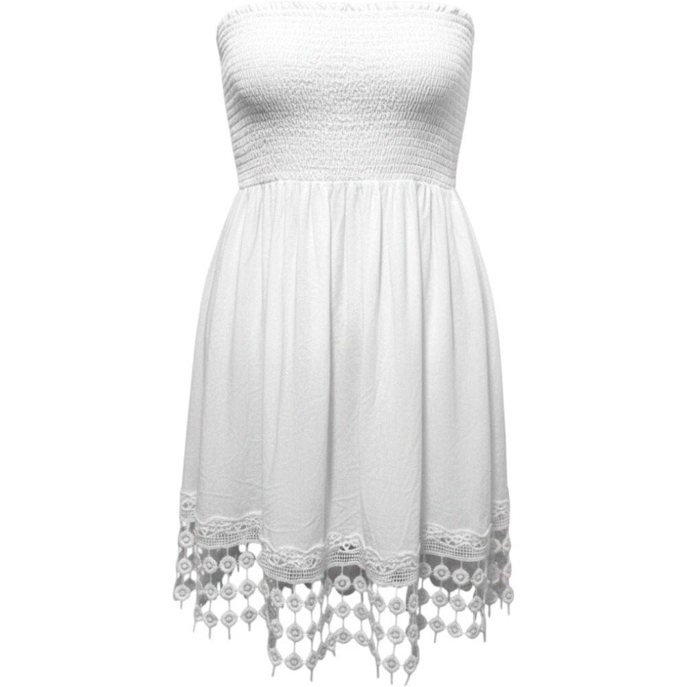 $26 EUC JUSTIFY‎ XL strapless white dress lace embroidery gauze smocked bodice